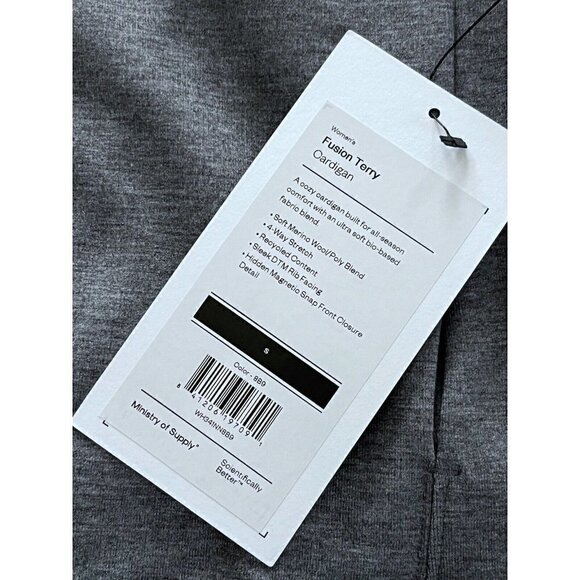 Ministry of Supply Women's Sz S Fusion Terry Cardigan Light Gray NWT - Picture 7 of 8